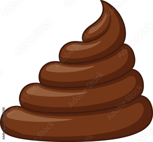 Cartoon poop emoji vector illustration featuring humorous brown pile icon for funny reactions, jokes, and messaging designs