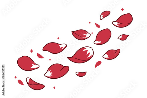 red rose petals floating