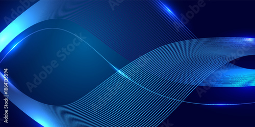 Abstract blue modern background with smooth lines. Dynamic waves. vector illustration.
