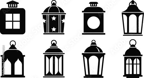 Elegant Black Lantern Vector Set for Iconic Design Projects