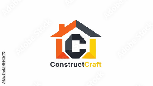 ConstructCraft Logo Design Featuring a House and Letter C.