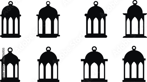 Elegant Black Lanterns Silhouette Vector for Modern Design
