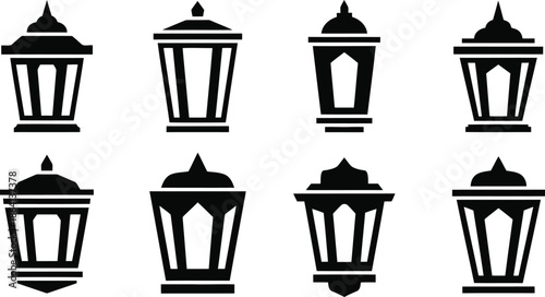 Elegant Black Lantern Icons for Modern Design Projects