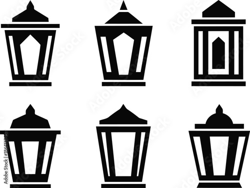 Stylish Black Lantern Icons for Modern Design Projects