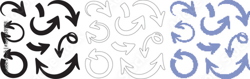 set of arrows on white background