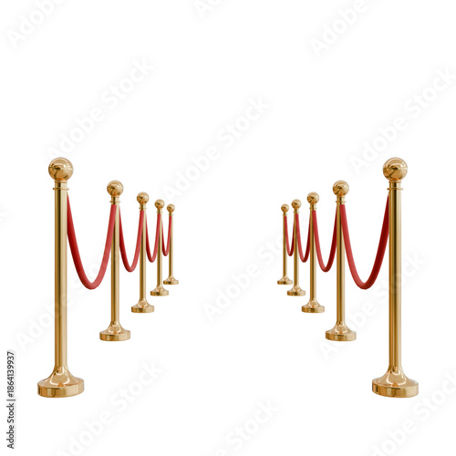 Foto Premium gold stanchions with red velvet ropes forming a VIP path