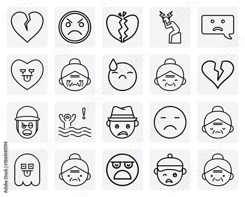 Elderly Female Character Emotions – Blushing, Depressed, And Merry States For Use In Animations, Apps, And Presentations.