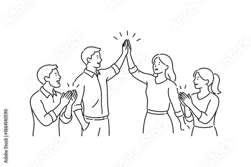 Colleagues Celebrating Success With High Five