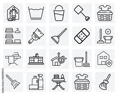 Essential Housekeeping Equipment – Brooms, Buckets, And Cleaning Cloths For Domestic Chores And Home Organization Visuals.