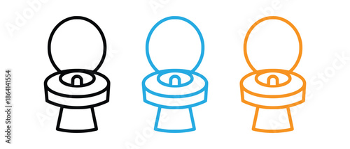 Set of colorful toilet icons and modern commode symbols for bathroom interior design