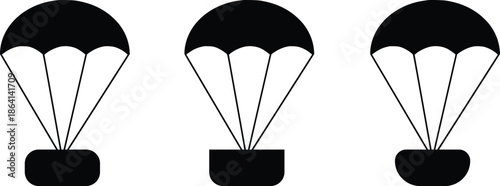 Parachute Icon Set – Air Drop and Skydiving Silhouette Collection