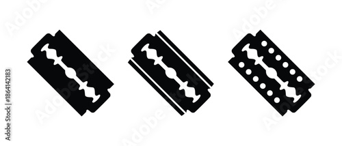Razor Blade Icon Set – Sharp Shaving Blade Silhouette Collection