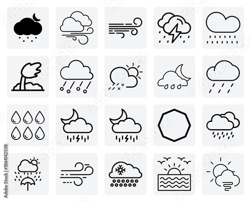 Diverse Precipitation And Atmospheric States – Windy Conditions, Sunny Thunderstorms, And Freezing Rain For Environmental Illustrations.