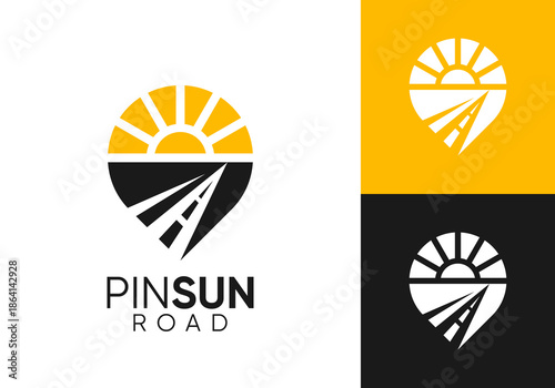 sun pin road street transportation logo design concept