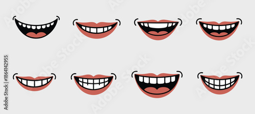 Smiling Mouths, expressive happy mouth illustration
