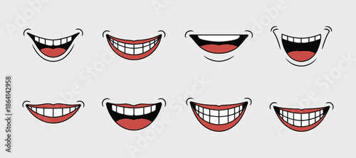 Smiling Mouths, expressive happy mouth illustration