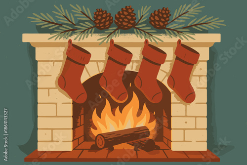 No vintage glow vector sage white icon from nostalgic green cartoon fireplace