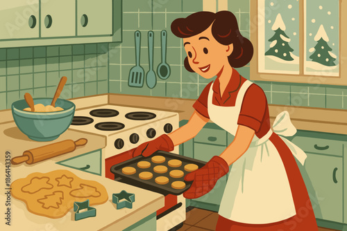 Cyrillic vintage vector grain baking oven marks icon kitchen negative red golden