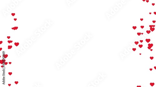 Flying red hearts animation on white background loop. romantic heart particles flying for valentine's day alpha channel, transparent background, 4K video.