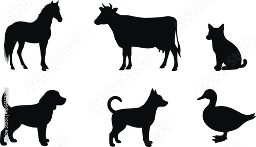 Collection of Farm and Domestic Animal Silhouettes