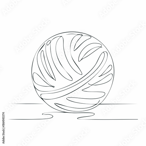 Clew ball of thread. Continuous one line drawing