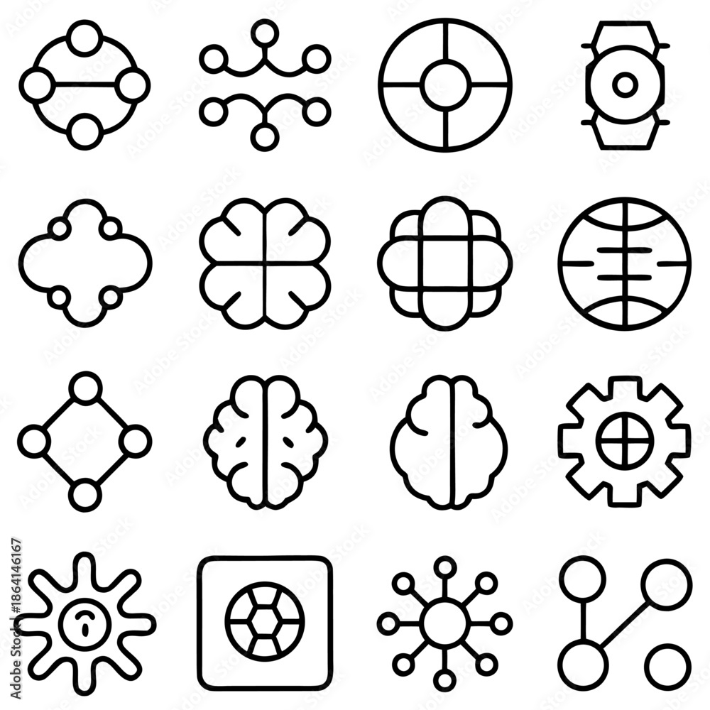 Obraz premium Set of abstract symbols and icons isolated on transparent background