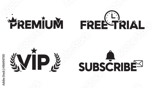 Premium, VIP, free trial and subscribe badges or labels