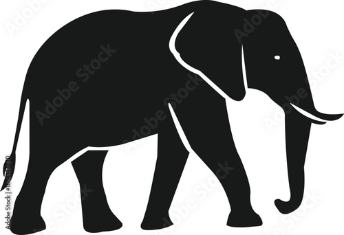  Silhouette of an elephant walking to the right