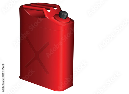 Red Metal Jerry Can Fuel Container Vector Illustration