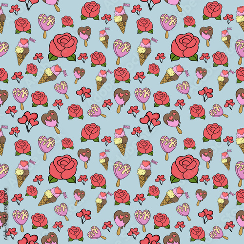 Rose and Valentine's Day element patterns for background design and fabric design.