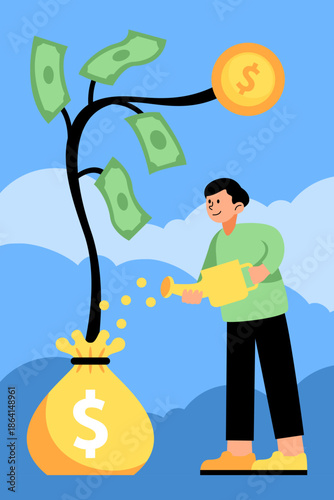 man and tree money