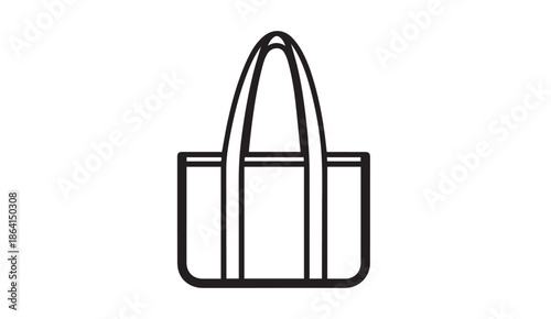 Vector illustration of a simple black tote bag with two handles