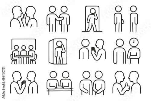 Designated private icons icon vector area talk coworking quiet brief room agreement