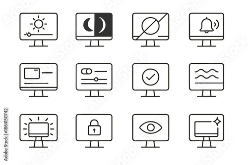 Minimalist focused icon icons vector coworking glare no low flashing screen distraction