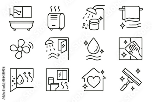 Ventilation icon quality vector air tiles control humidity indoor bathroom reduction healthy