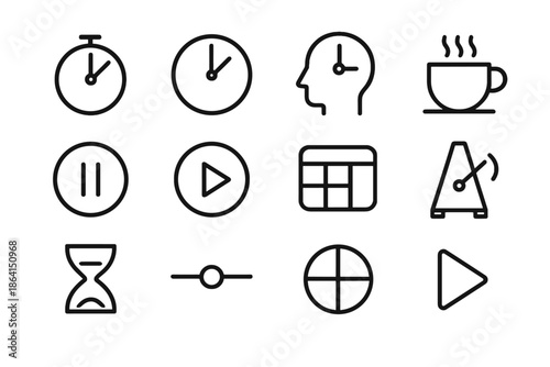 Learning resume short vector microlearning attention cue interval countdown set icon break