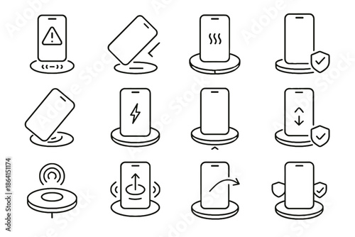 Efficiency heat icons caution safety proper device remove icon vector induction charging