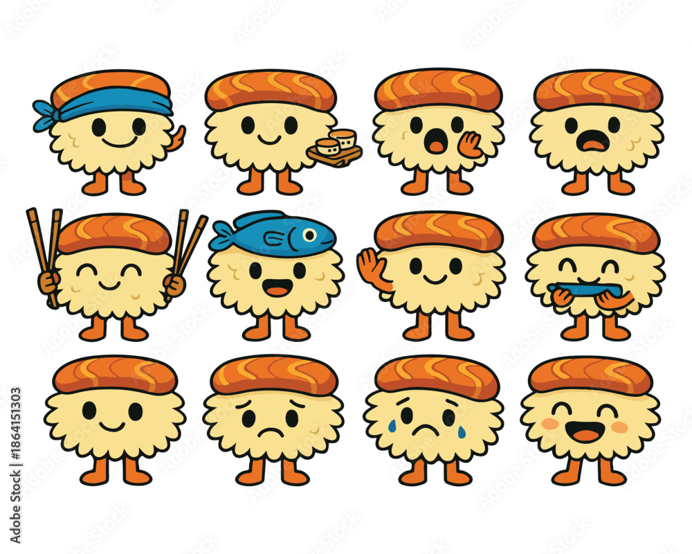 Obraz premium Set of funny cartoon people and kids illustration featuring a cute group of smiling children, boys, and babies in a character vector art design
