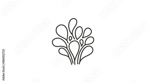 Abstract Liquid Drops Bursting Outward Minimalist Line Art Design