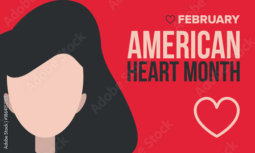 American Heart Month in United States. Celebrate annual in February. Nationwide problem of heart and blood vessel diseases. Medical healthcare concept. Support and protection campaign. Vector poster