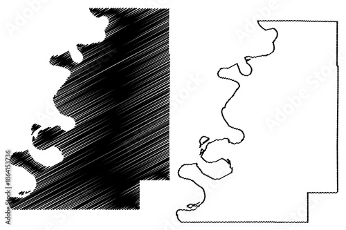Bolivar County, Mississippi (U.S. county, United States of America, USA, U.S., US) map vector illustration, scribble sketch Bolivar map