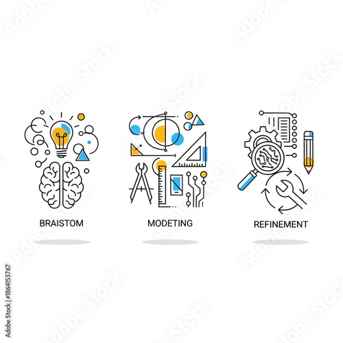 Creative process stages brainstorming modeling refinement