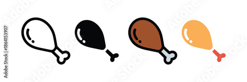 chicken drumstick icon set.  food and menu designs icon element. vector illustration