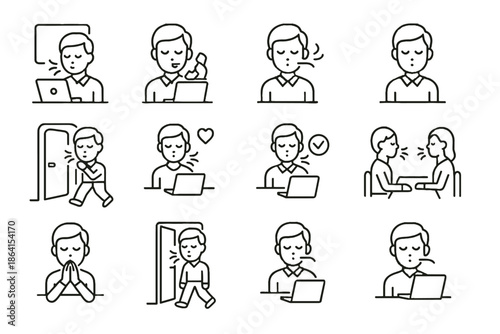 Anxiety meeting icons breathing vector before mindful call nerves breath icon calm