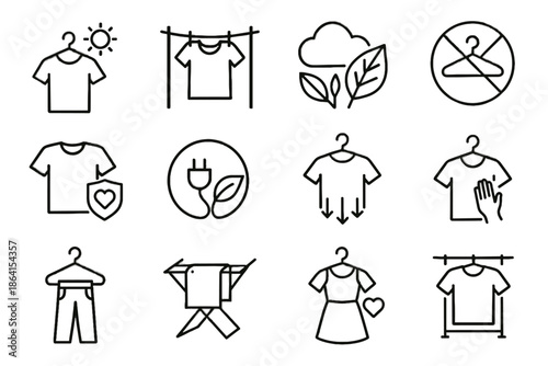 Drying fabric icon care energy no gentle friendly preservation vector eco