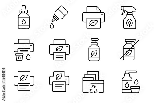Sustainability office vector output icon green icons printer supplies eco refill printing