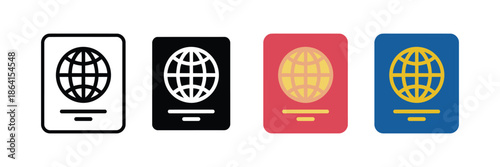 passport icon set. international identity and global travel symbol. vector illustration