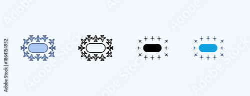 Airport Hub Multiple Icon Illustration Vector