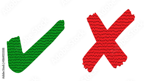 Checkmark and cross, tick mark, yes, no