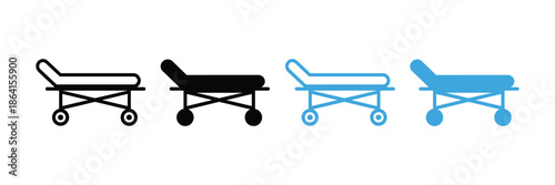 Medical stretcher and gurney icon set. healthcare symbol. vector illustration
